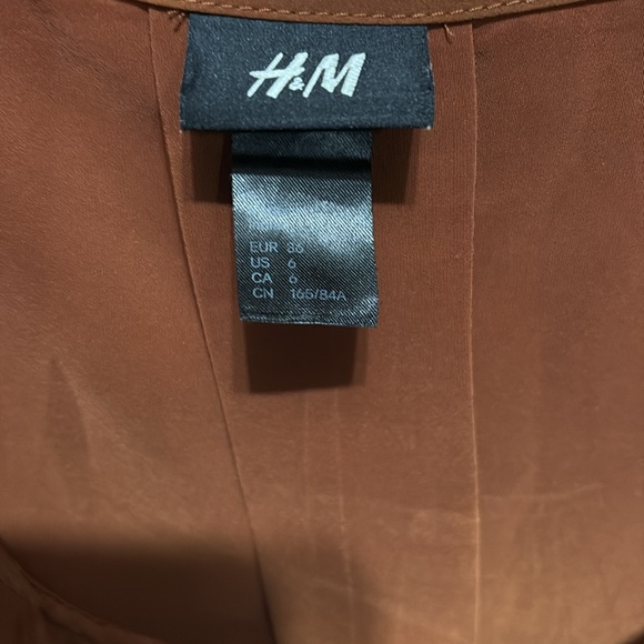 H & M Gorgeous Shade of Rust Satin Finish Dress with Ruffle Sleeves - Picture 2 of 6